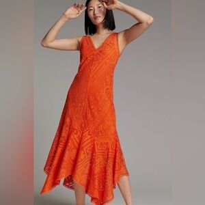 Anthropologie Naranja Orange Lace Maxi Dress , Size XL